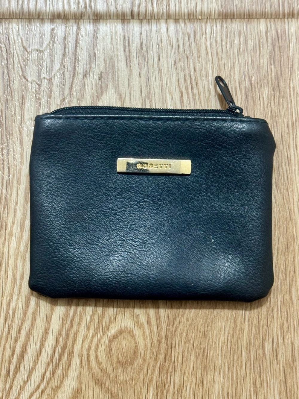 Rosetti Black Faux Leather Zip Coin Purse Wallet Gold Logo Compact